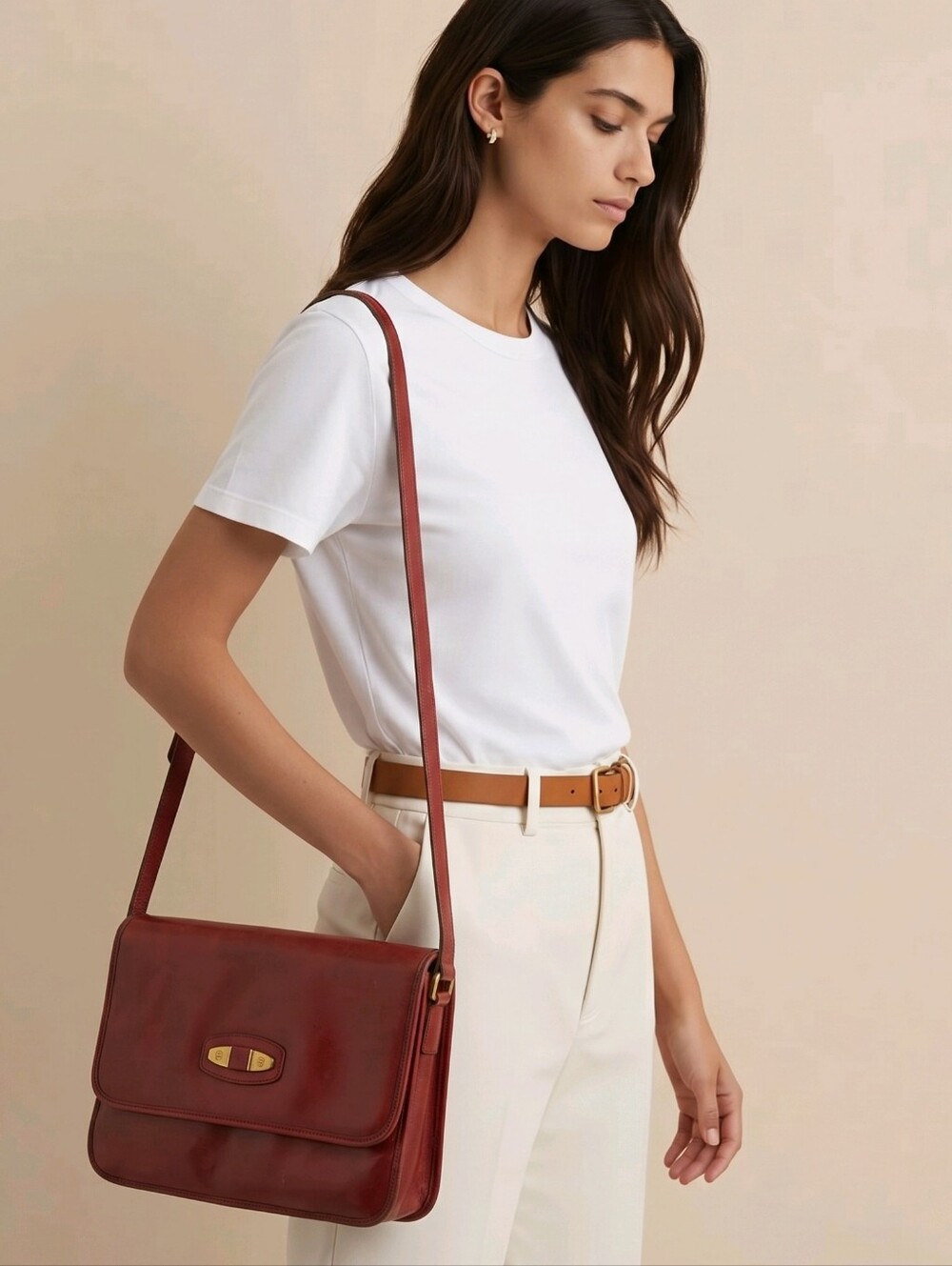 Vintage Etienne Aigner Leather Crossbody satchel brief in Oxblood red - Picture 1 of 16